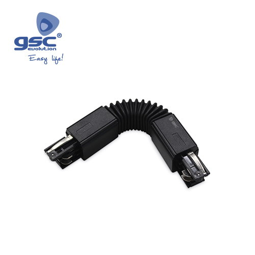 Conector flexível 3 vias para foco de carril LED Negro