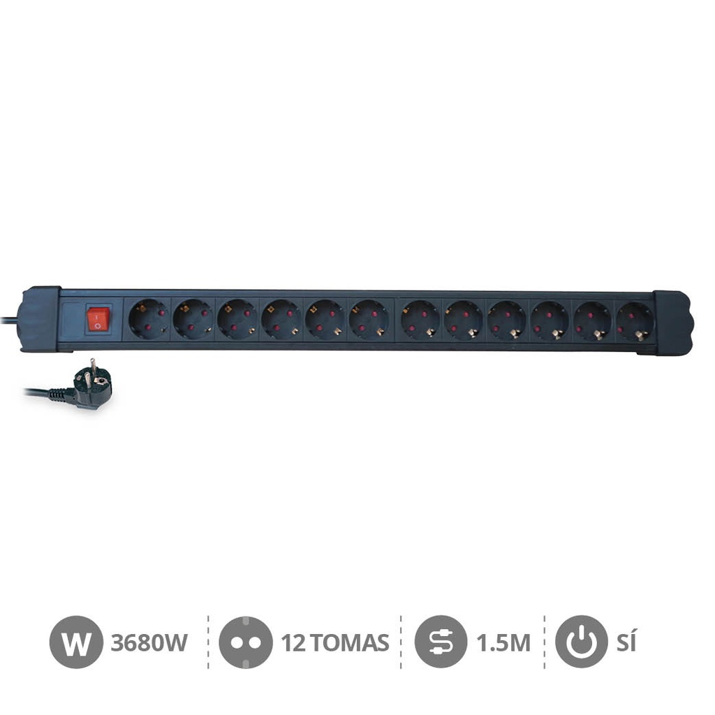 12 way socket with switch (3x1.5mm) 1,5M wire