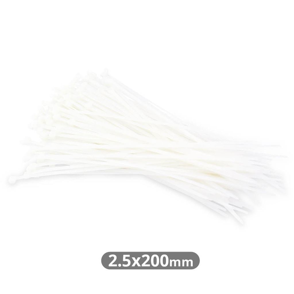 Pack of 100pcs cable tie 200x2.5mm Natural