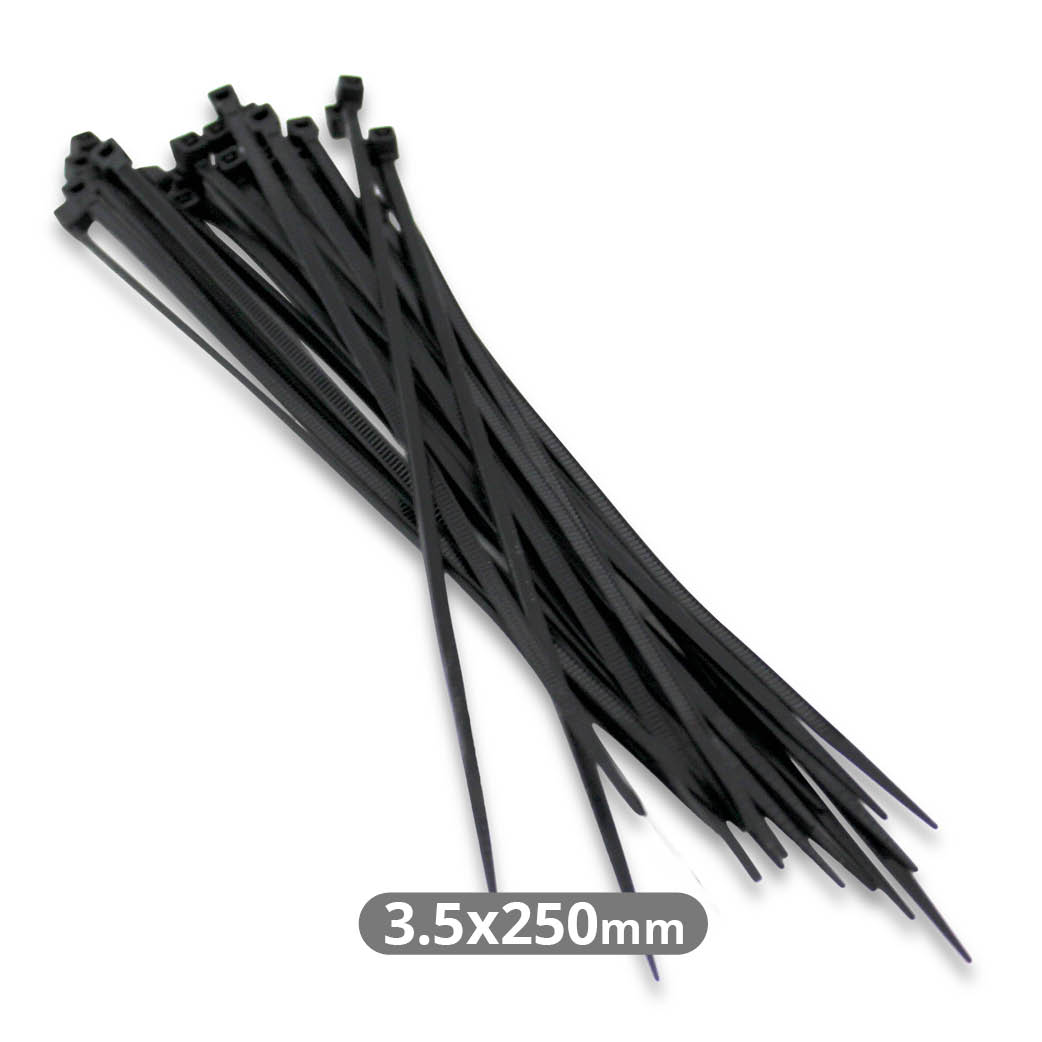 Pack of 100pcs cable tie 250x3.5mm Black
