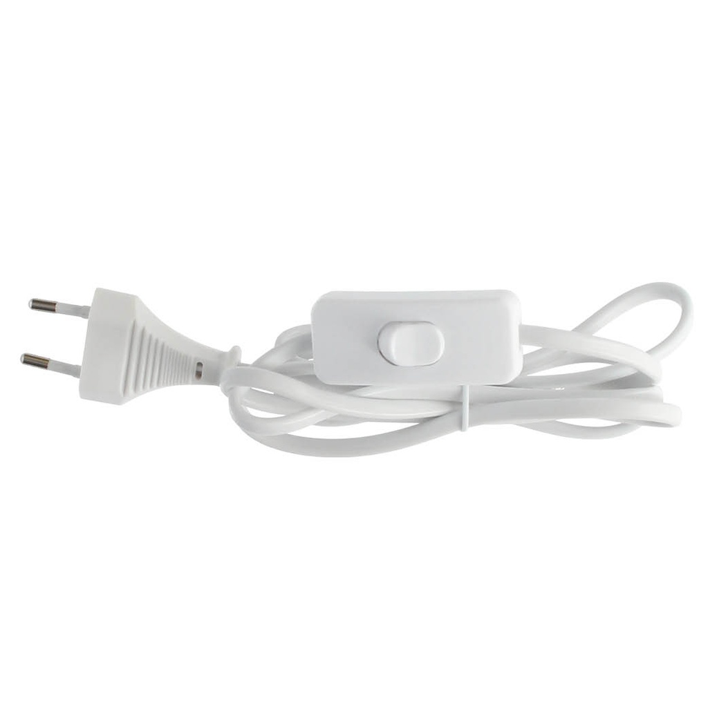 Cable conexión plano con interruptor (2x0.75mm) 1,5M Blanco