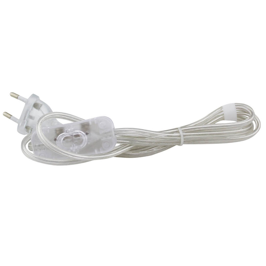 Flat connection cable with switch (2x0.75mm) 1.5m transparent