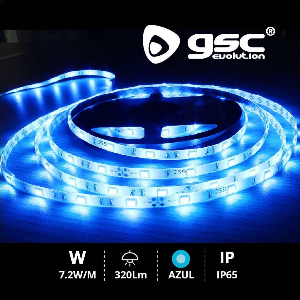 5M 7,2W LED strip SMD5050 blue IP65 24V