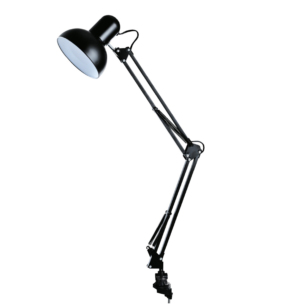 Lampe de bureau à bras articulé clip E27 40 W- Noire