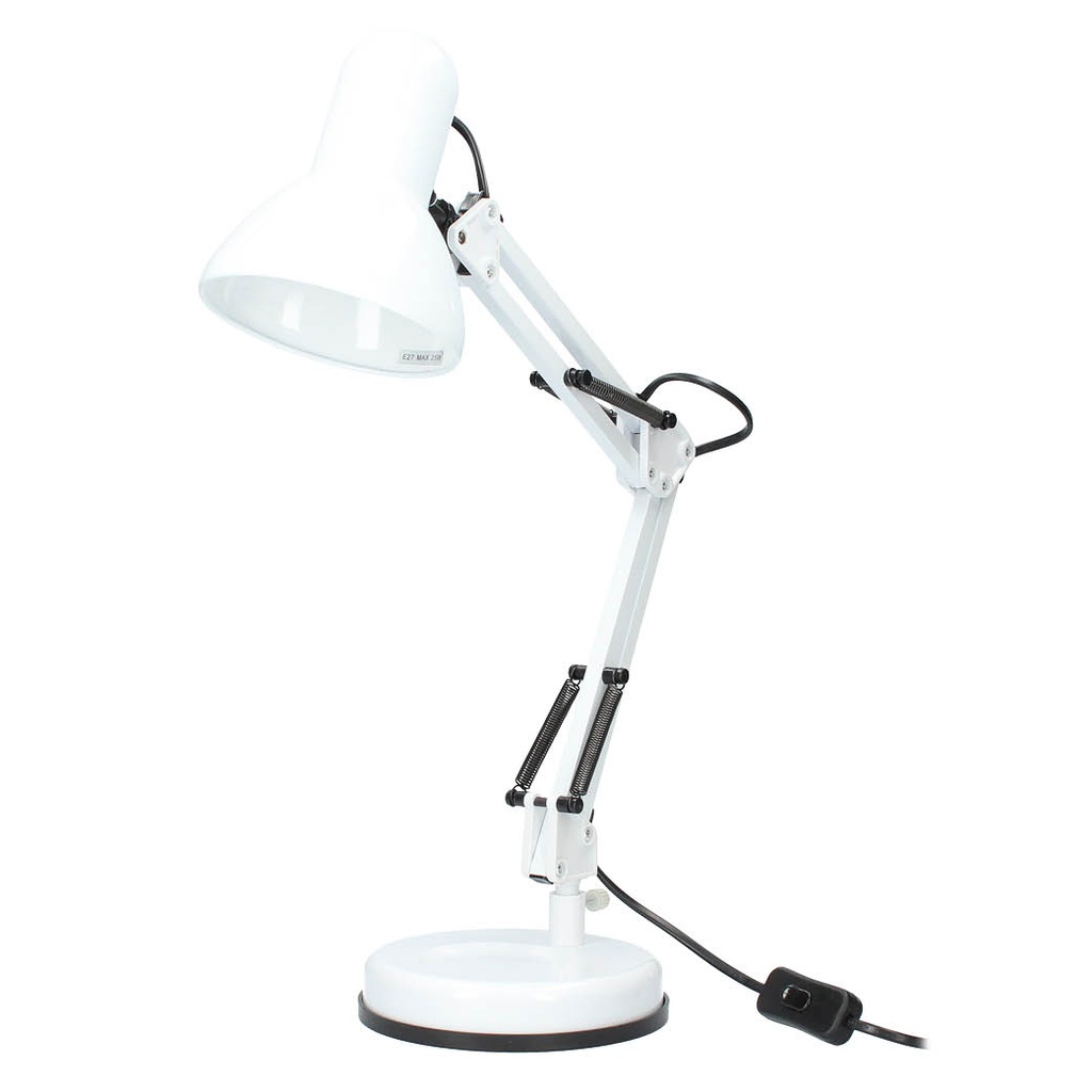 Lampe de bureau à bras articulé tradition E27 40 W- Blanche