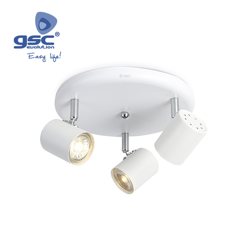 Foco techo triple circular Serie Edina GU10 Blanco