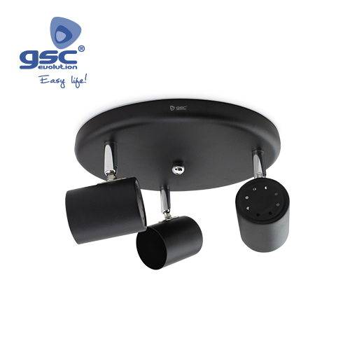 Serie Edina Triple spotlights in plate GU10 black