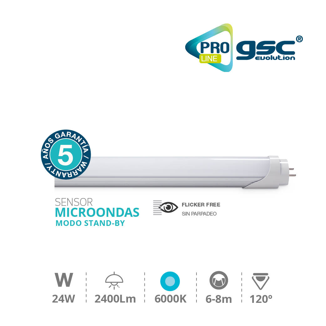 T8 LED tube with motion sensor + standby 24W 6500K 150cm - Pro Line