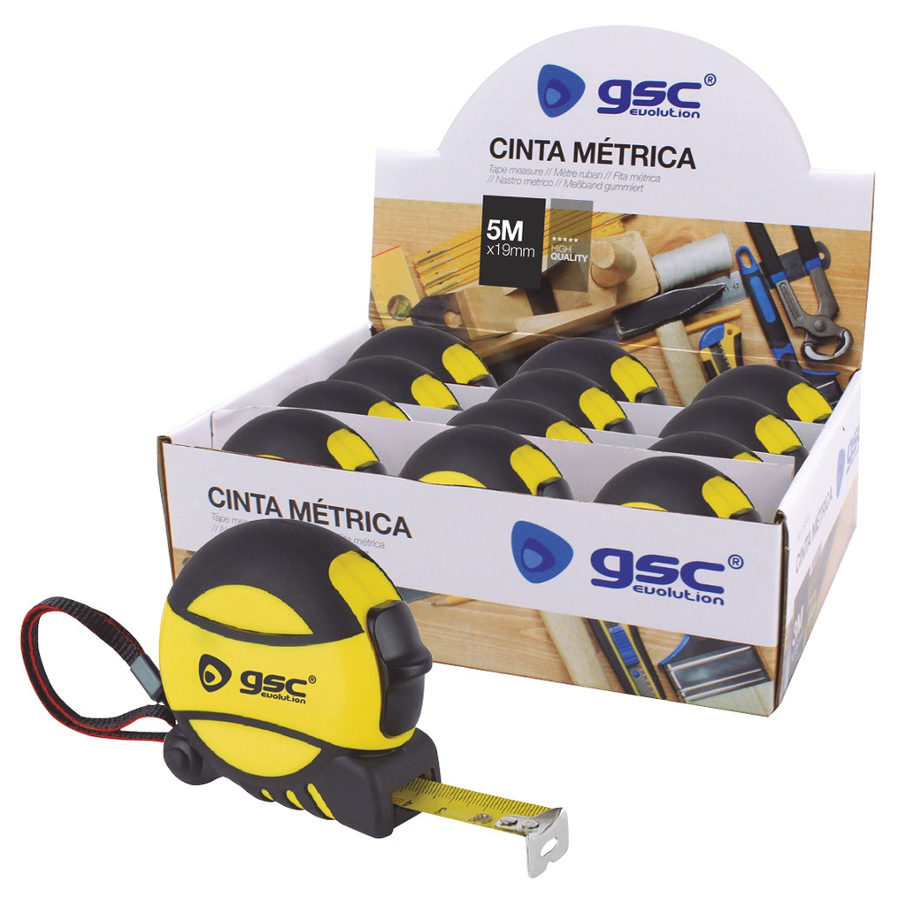 Cinta metrica Goma 19mm-5M 12uds/caja expositor