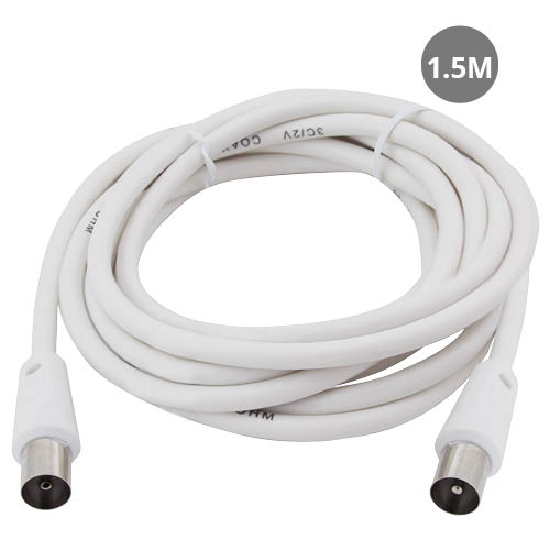 Cable coaxial TV 1,5M de macho a hembra Blanco