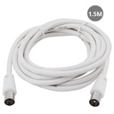 Cabo coaxial 3C2V Macho para Fêmea Branco/1,5 m