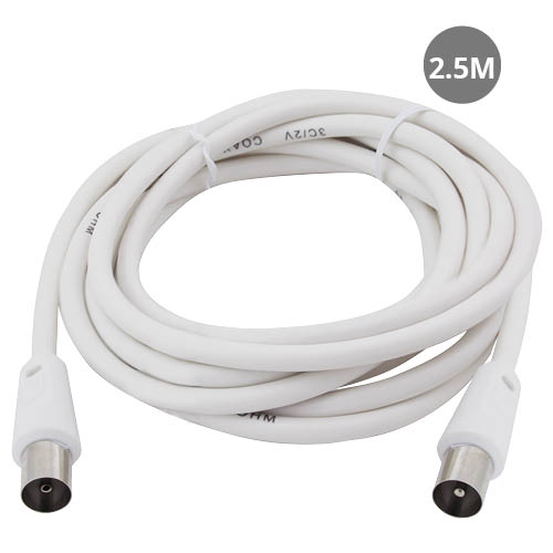 Cable coaxial TV 2,5M de macho a hembra Blanco