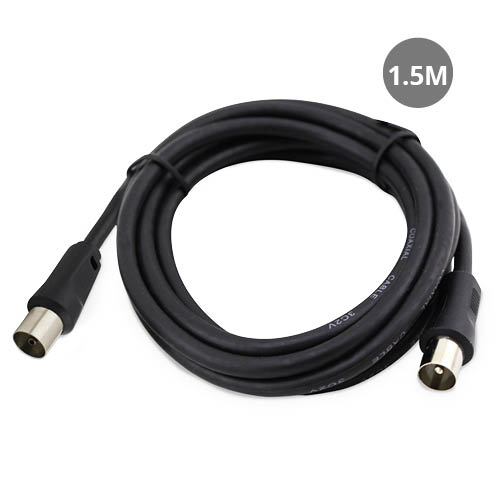 Cable coaxial TV 1,5M de macho a hembra Negro