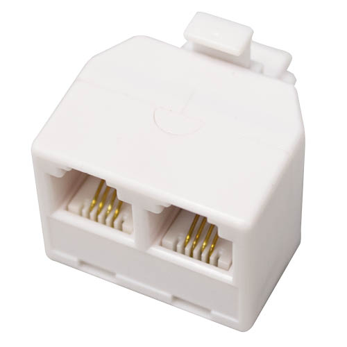 Socket 1 male to double female telephone - white