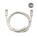 Cable coaxial TV con filtro 1,5M de macho a hembra Blanco