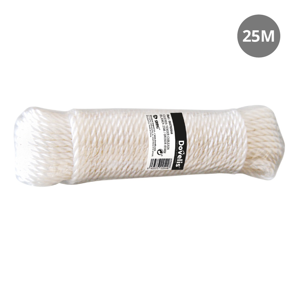 Corde à linge câblée 25 M - Blanche