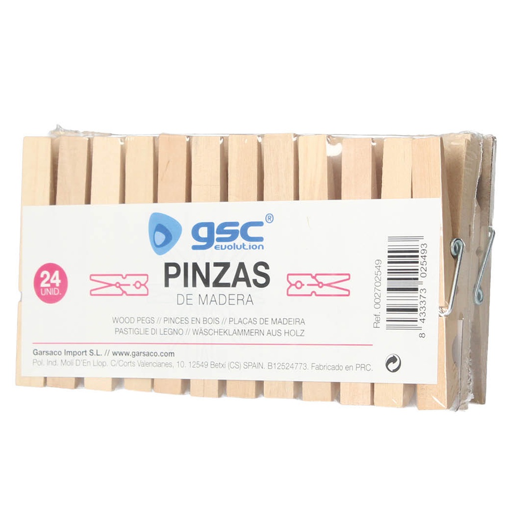 Pack 24 pinças madeira – para vestuário