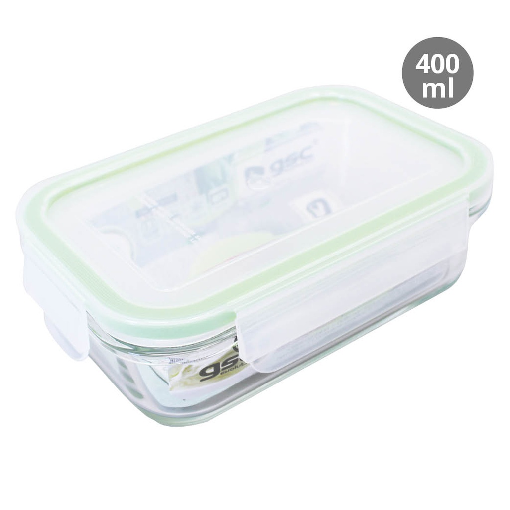 Rectangular airtight glass tupper 400ml