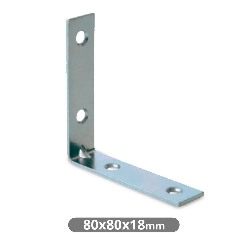 Right angle reinforcement 80x80x18mm zinc finish