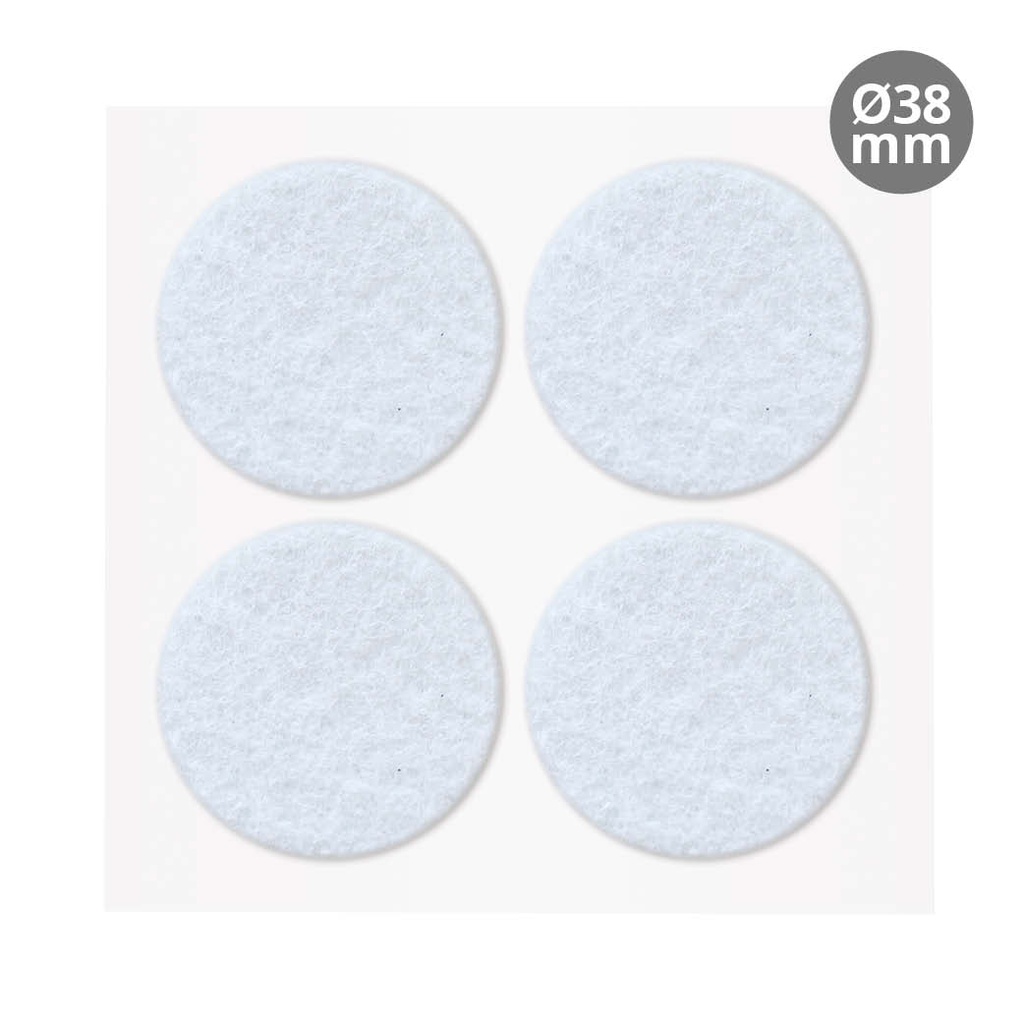 Jeu 4 feutres adhésifs ronds Ø38 mm - Blanc