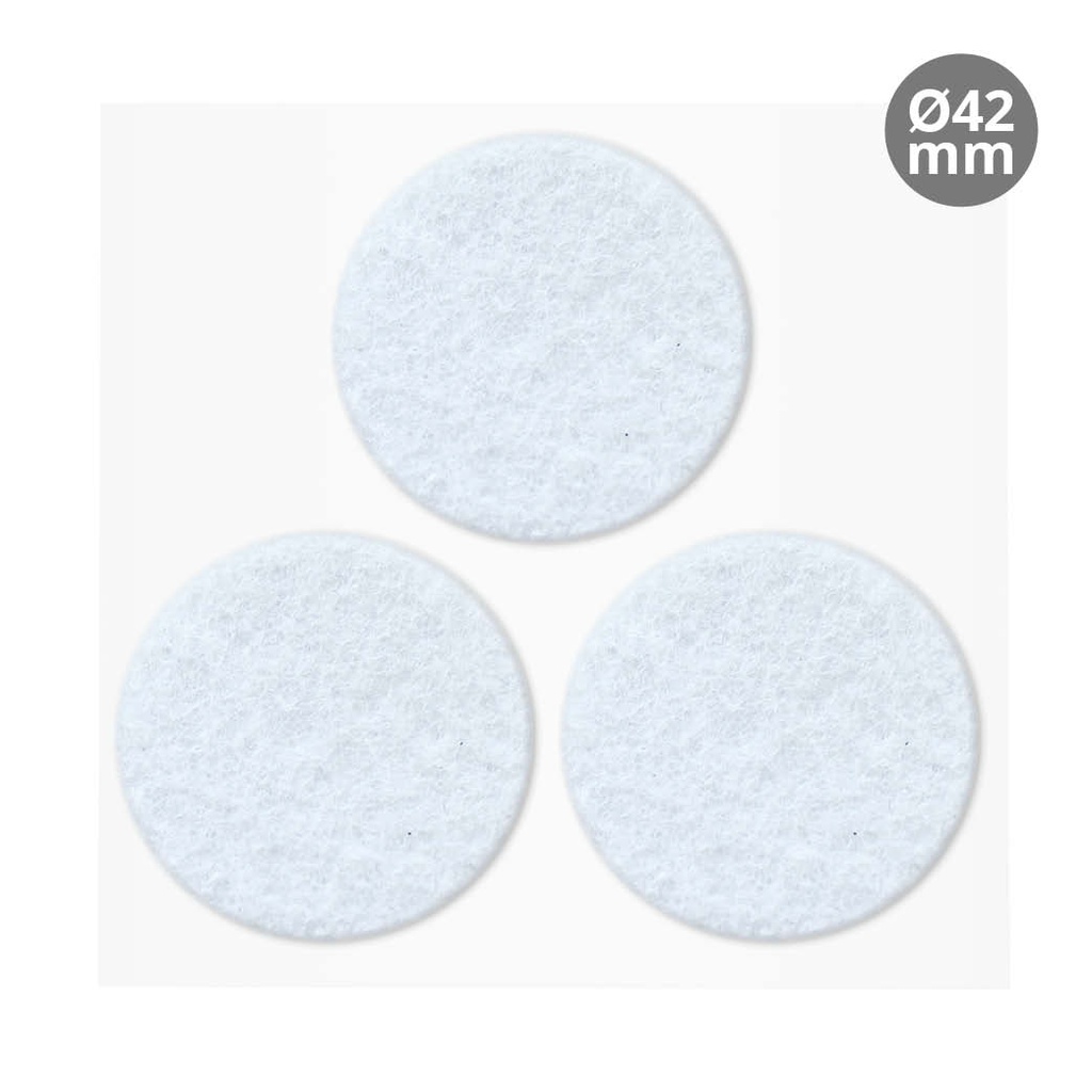 Jeu 3 feutres adhésifs ronds Ø42 mm - Blanc