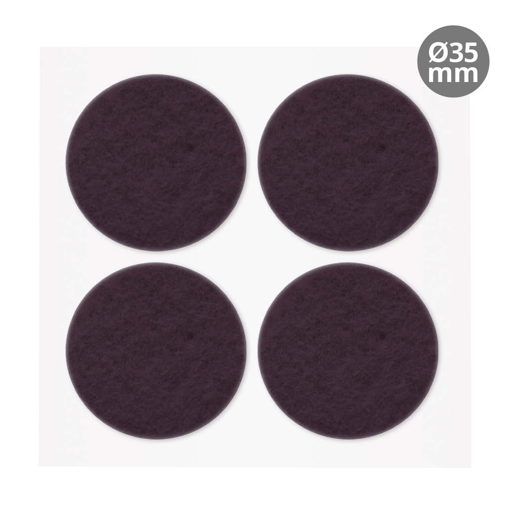 Set of 4 Round adhesive felt pads Ø35mm - Brown