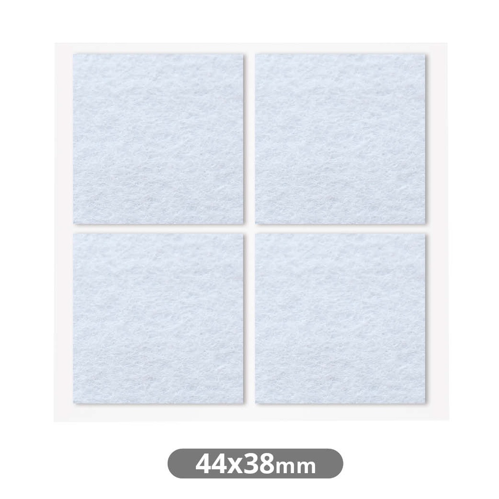 Set of 4 Square adhesive felt pads 44x38mm - White