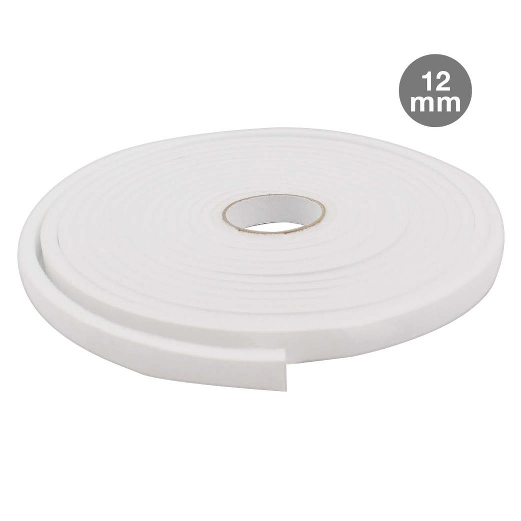 Bourrelet adhésif mousse 12 mm - 10 M Blanc