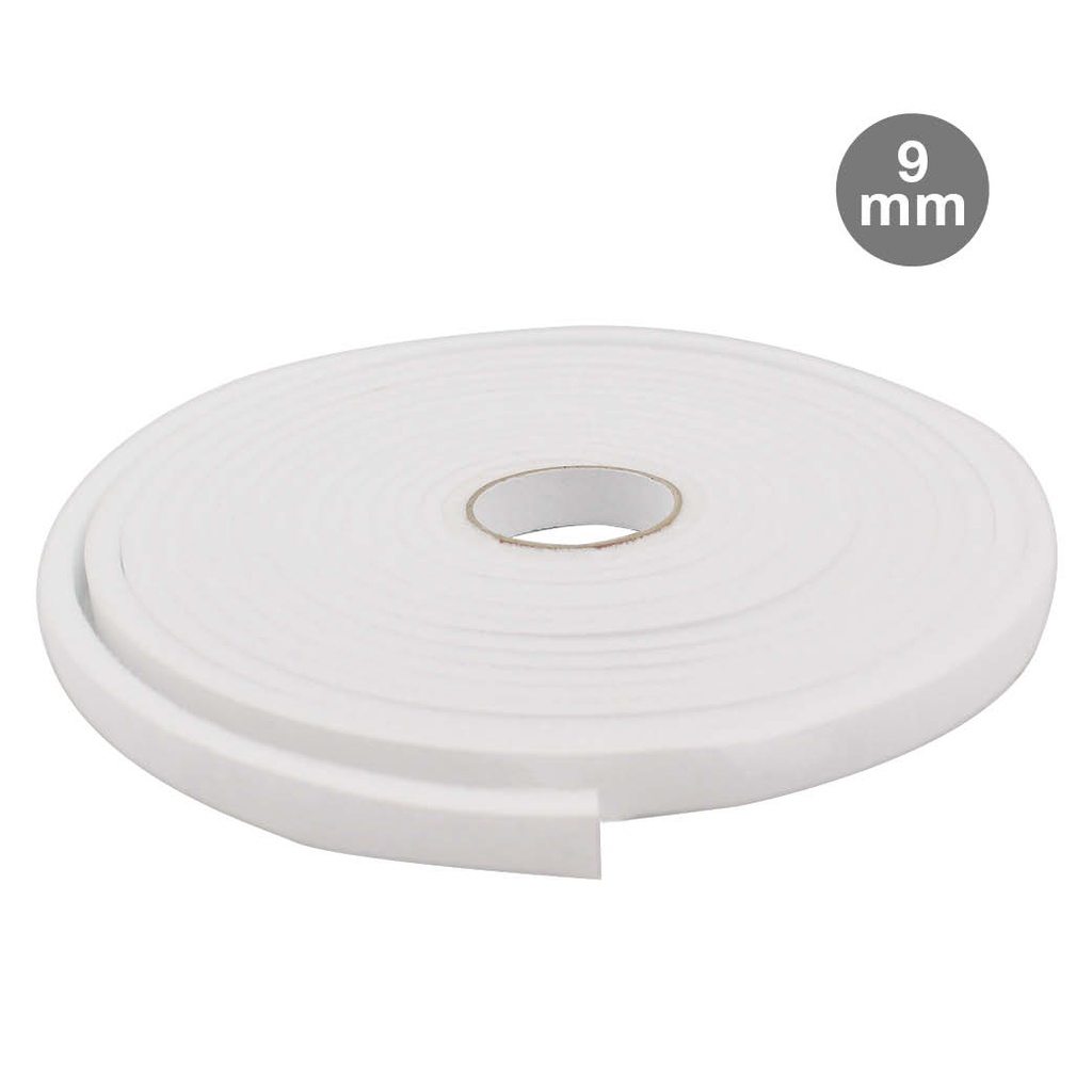 Burlete adhesivo espuma 9mm - 10M Blanco