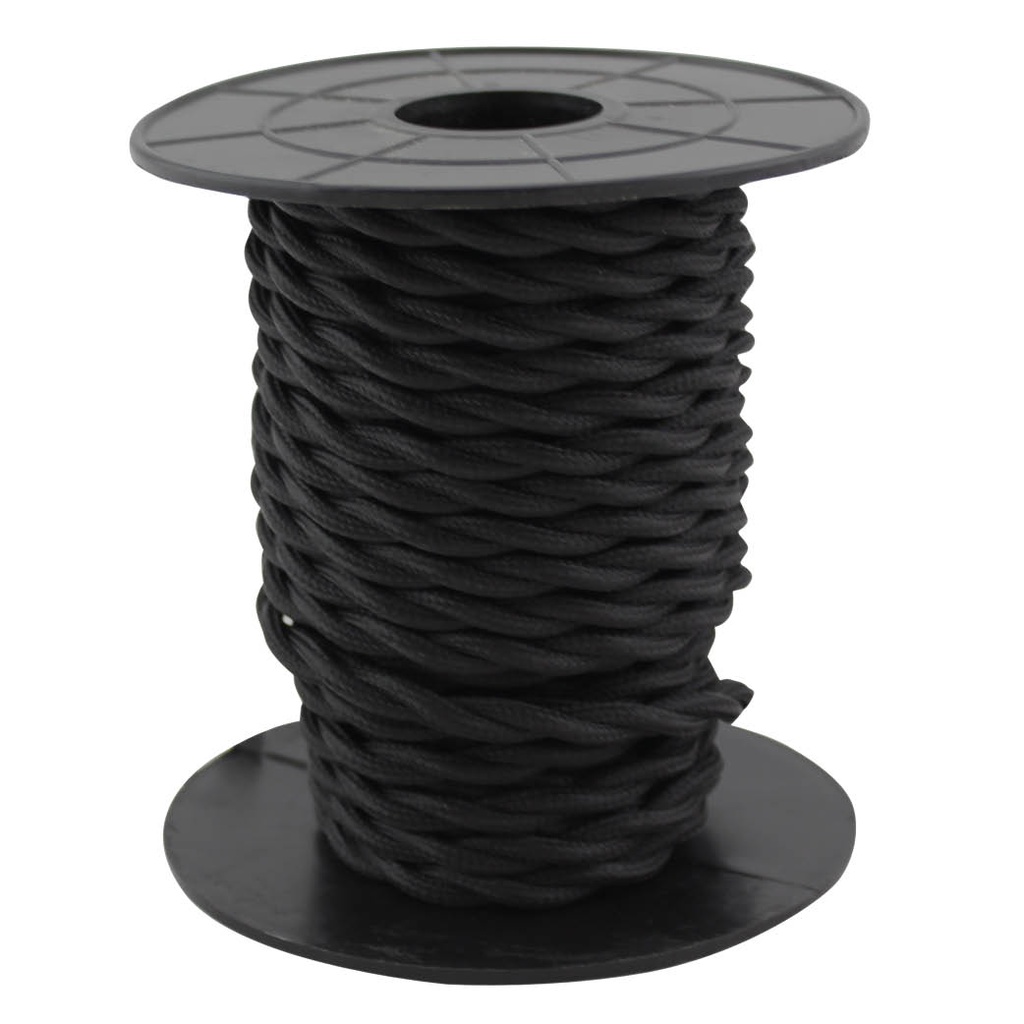 10m textile cable (2x0.75mm) Black braided