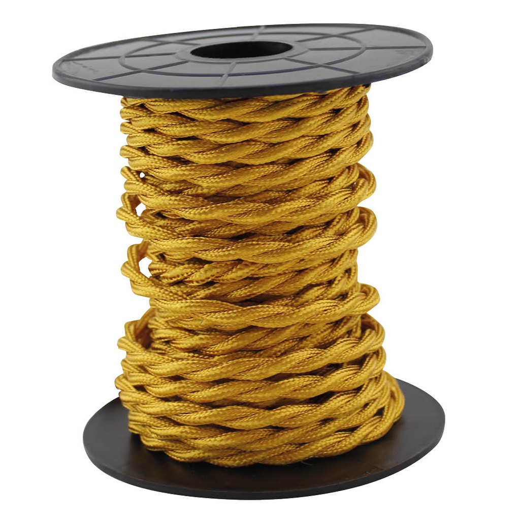 Cable textil 10M (2x0.75mm) trenzado Dorado