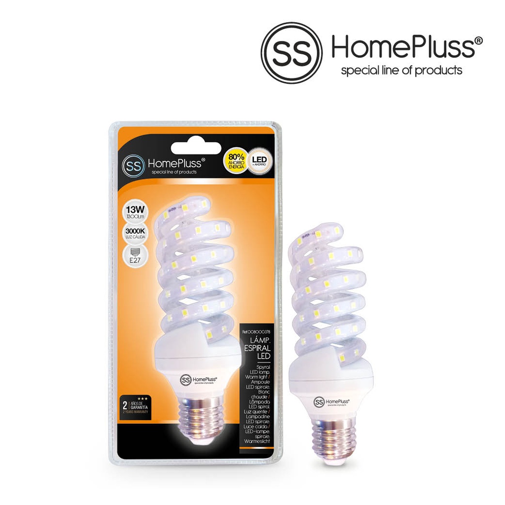 Lampe spirale 13W E27 3000K - Boîte prés. 6 u