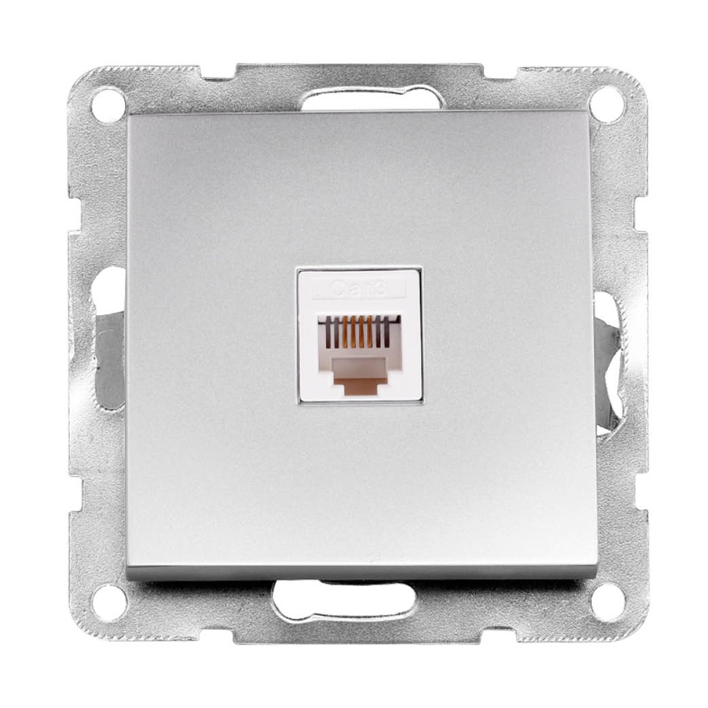 Single recessed telephone socket Iota Silver