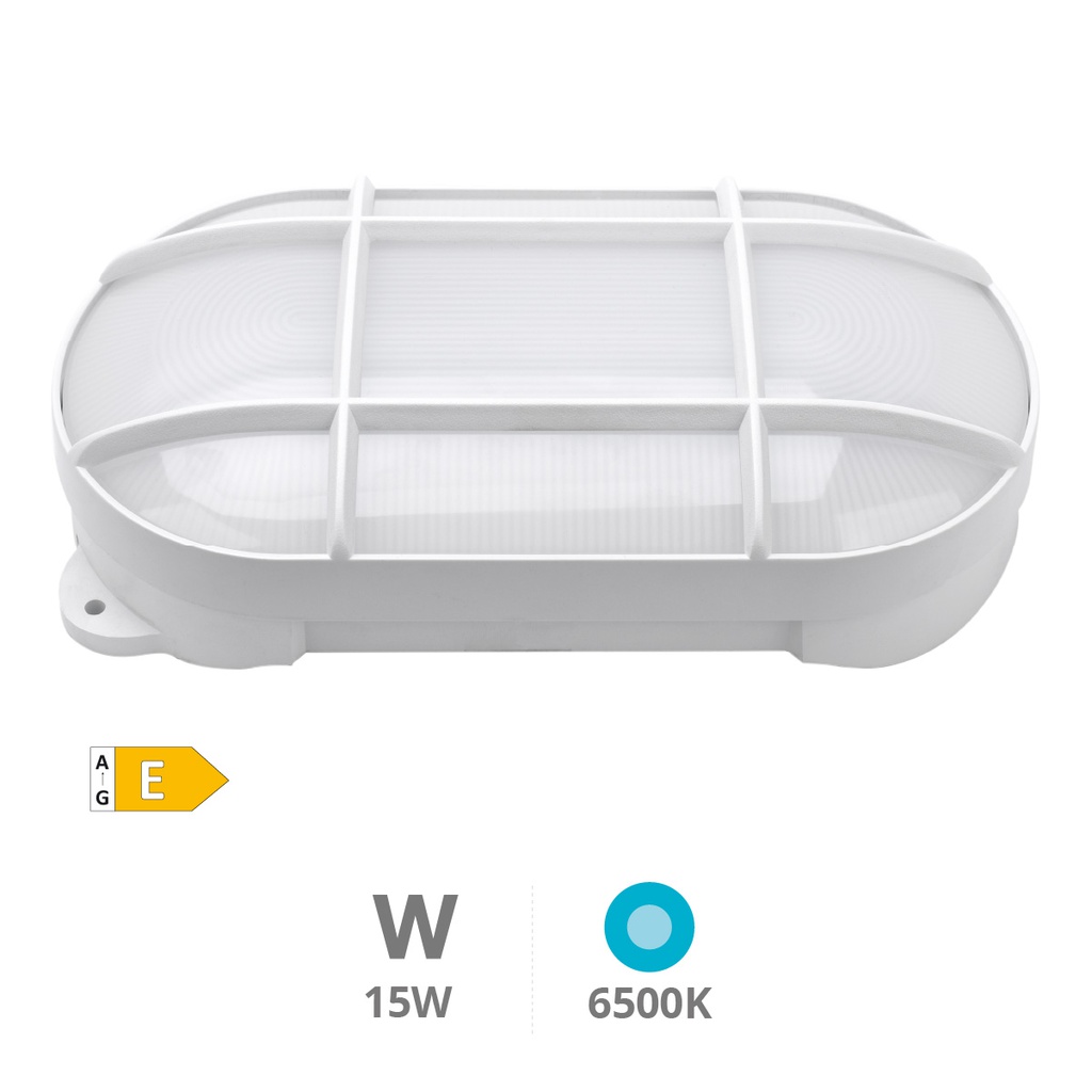 Aplique LED ovalado Cercis con rejilla 15W 6500K Blanco