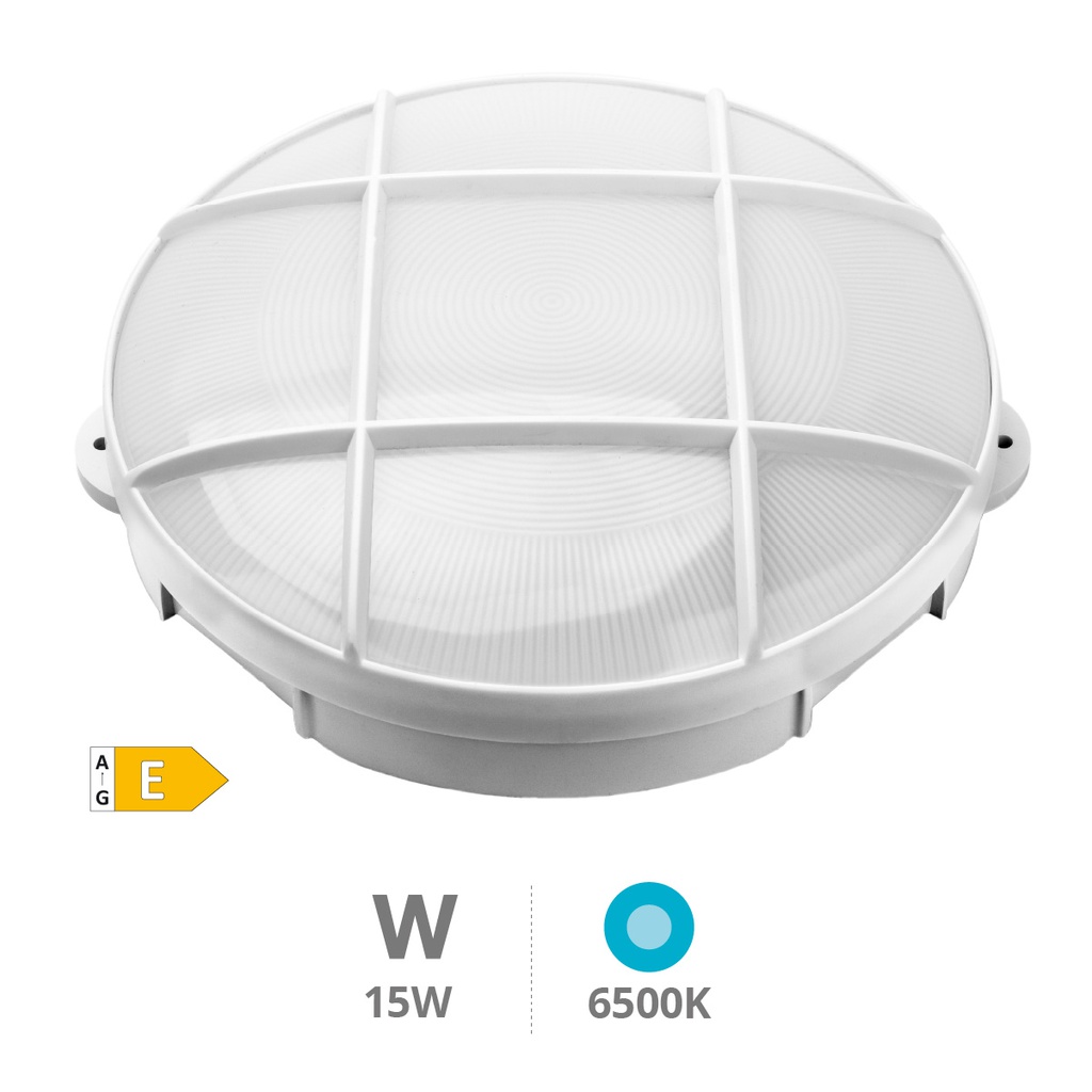 Aplique LED redondo Oxalis com grelha 15W 6500K Branco