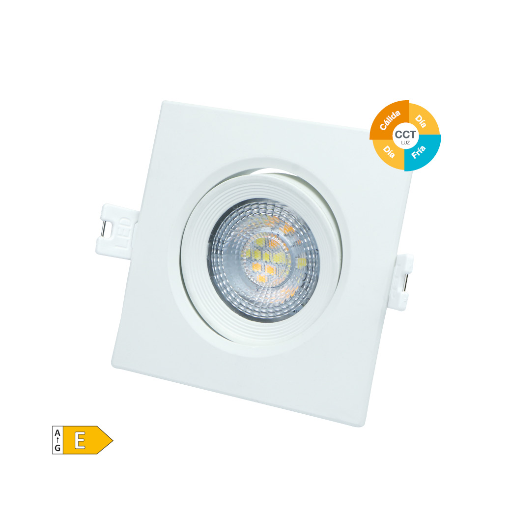 Aro basculante cuadrado empotrable LED Serie Banok 7W 3000-4000-6500K Blanco