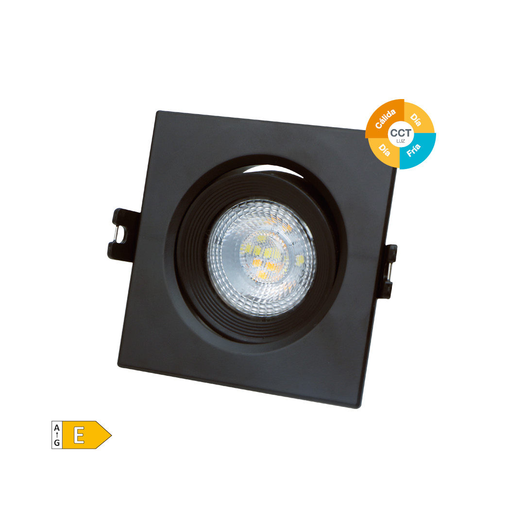 Anneau basculant carré à encastrer LED Série Banok 7 W 3000-4000-6500K Noir