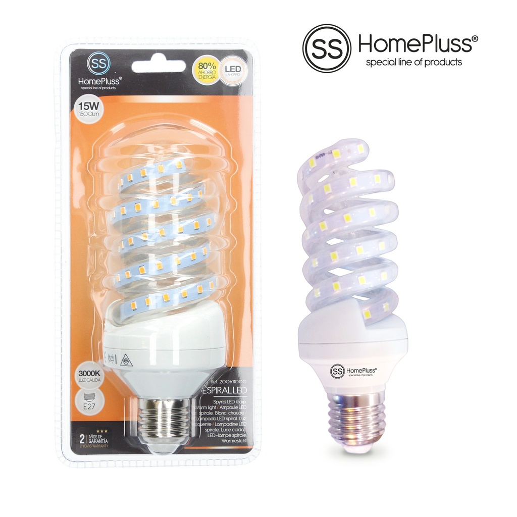 Lampe spirale 15 W E27 3000K - boîte prés. 6 u