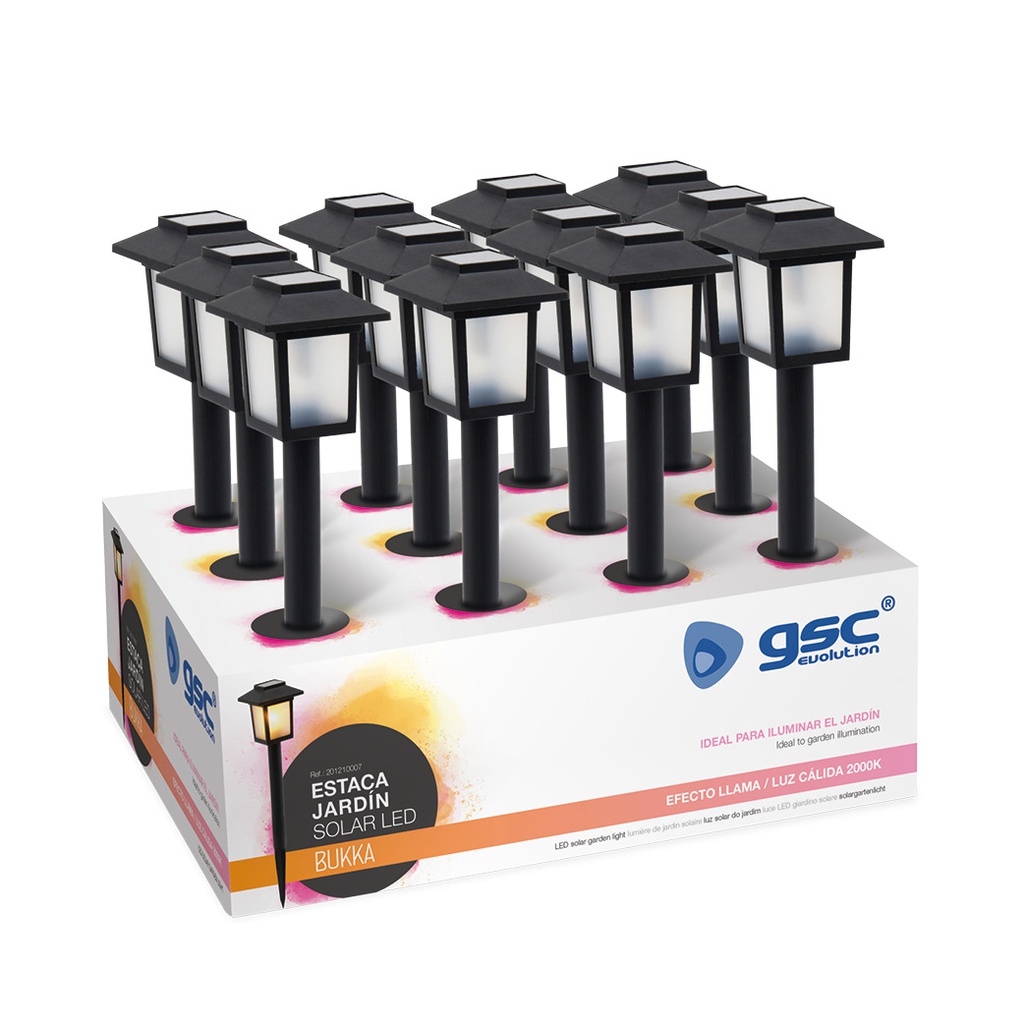 Estaca de jardim solar LED Bukka 1600K IP44 - 12 un. caixa exp