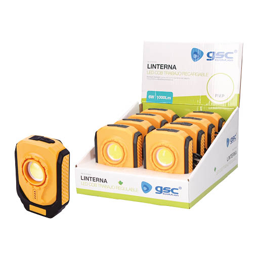 Linterna de trabajo LED COB 6W recargable - 8u caja exp