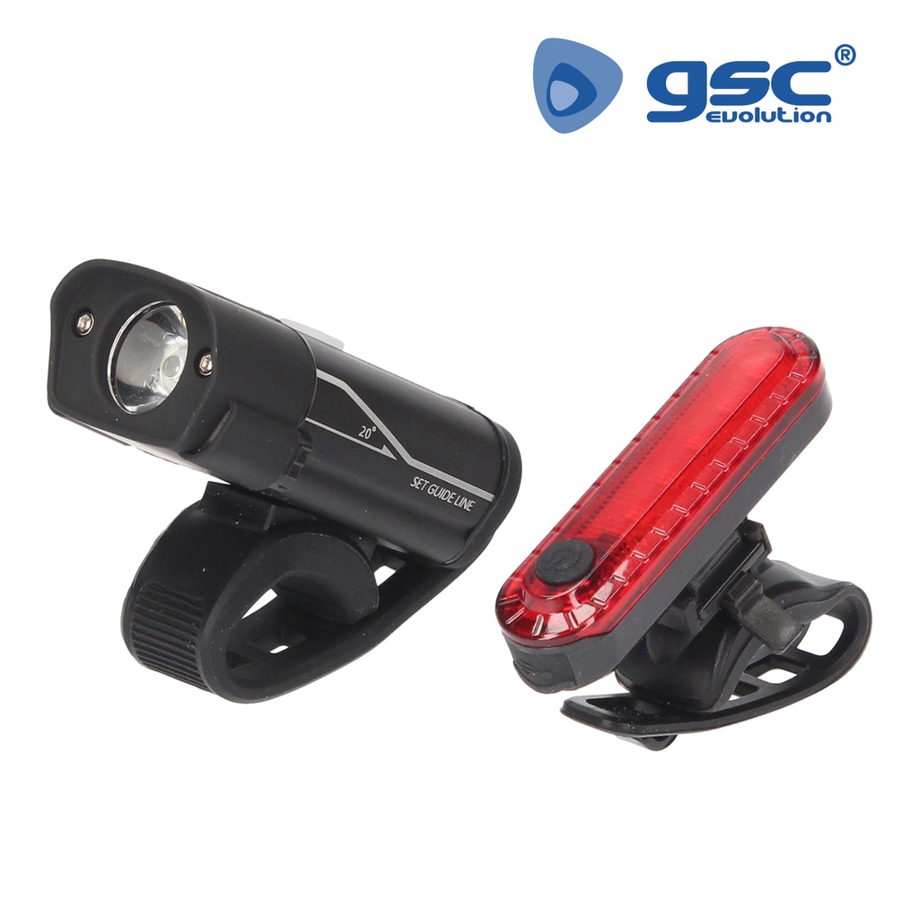 Conjunto luzes bicicleta LED recarregável USB impermeável dianteira e traseira