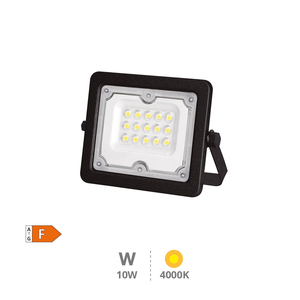 Aluminum LED floodlight 10W 4000K IP65 Black