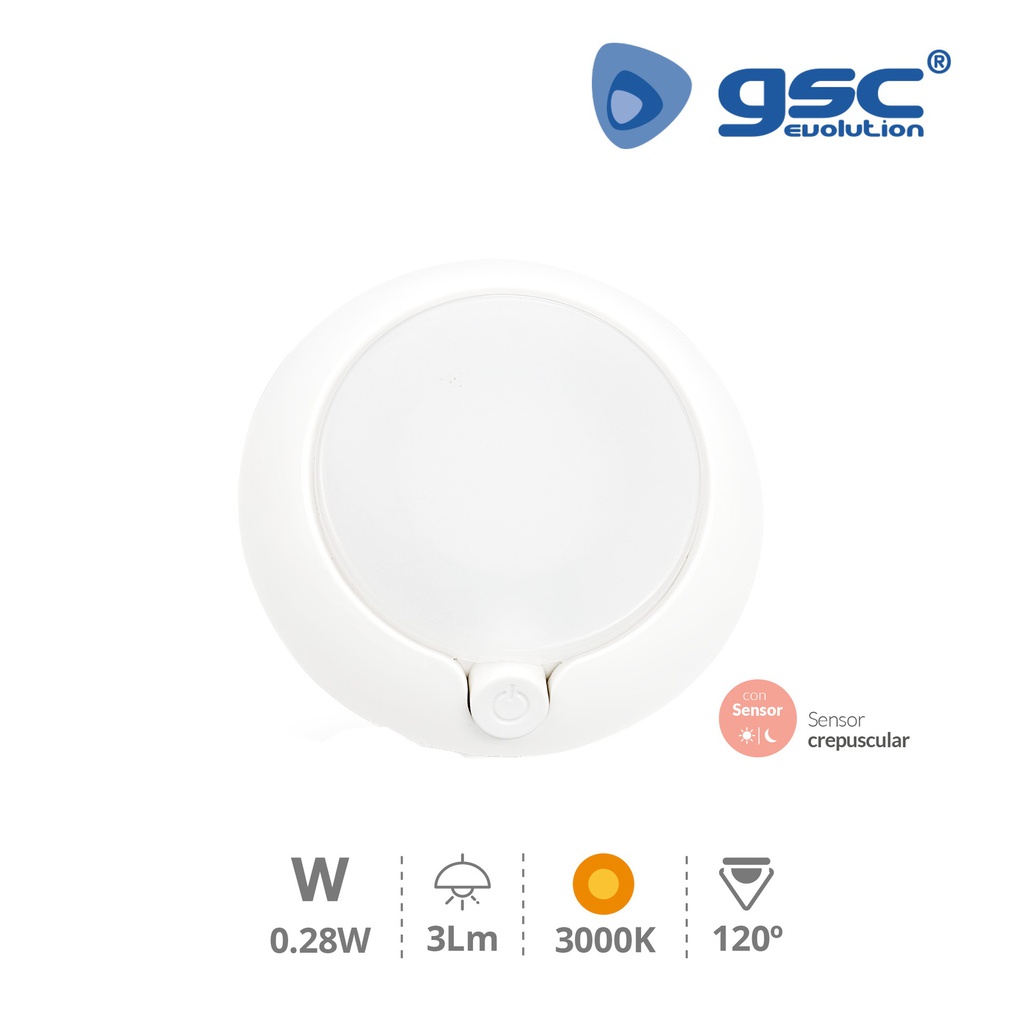 LED night light with ON/OFF button + twilight sensor 3000K