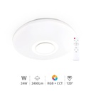 Plafon teto inteligente Paris com alto-falante 24 W RGB 3000–6500 K ajustável