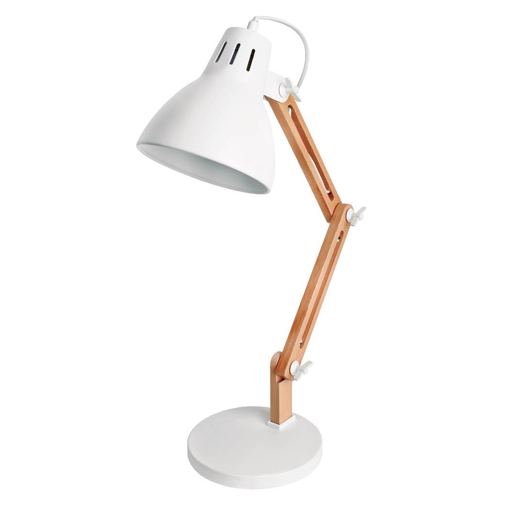 Lampe de bureau à bras articulé Hamu E27 Blanche