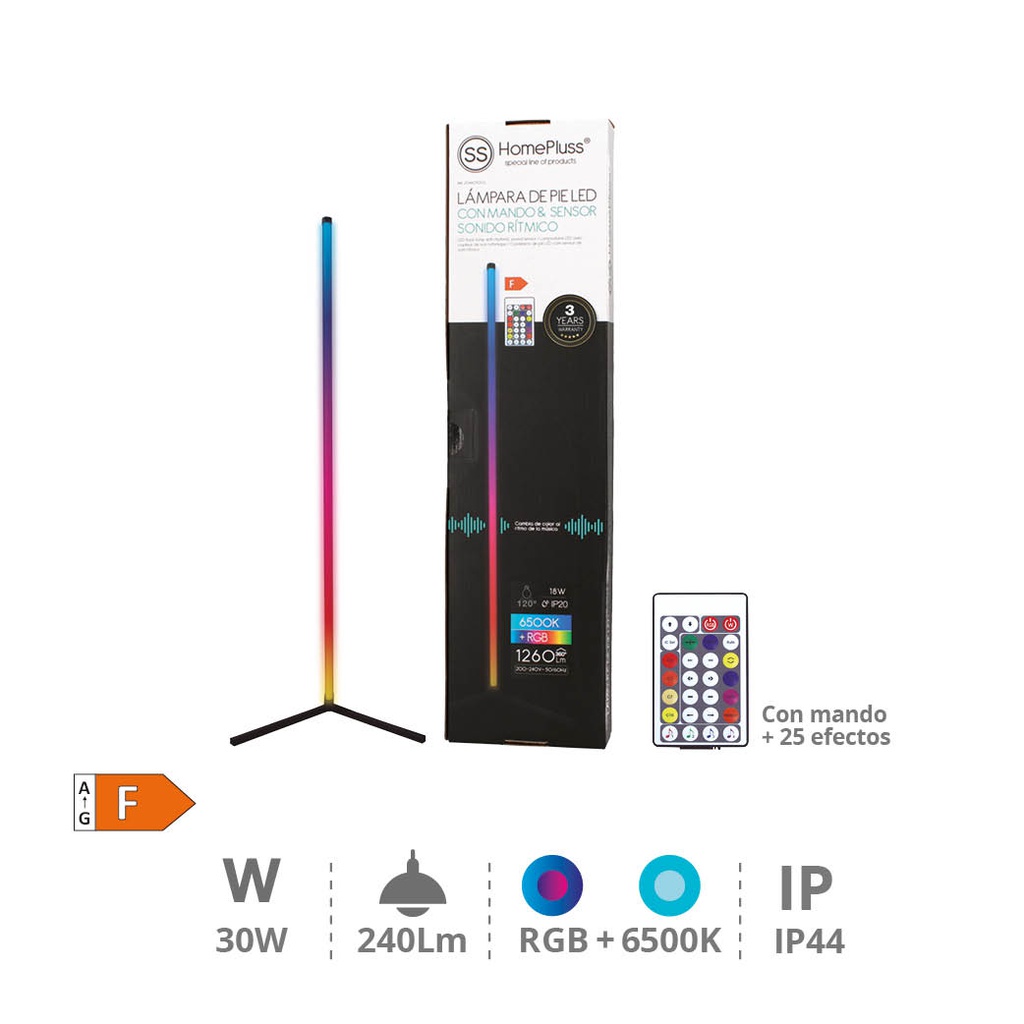 Floor lamp with remote control and rhythmic sound sensor 18W RGB + 6500K