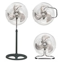 Ventilateur métallique 3 en 1 (de table, mural et sur pied) 50 cm 70 W