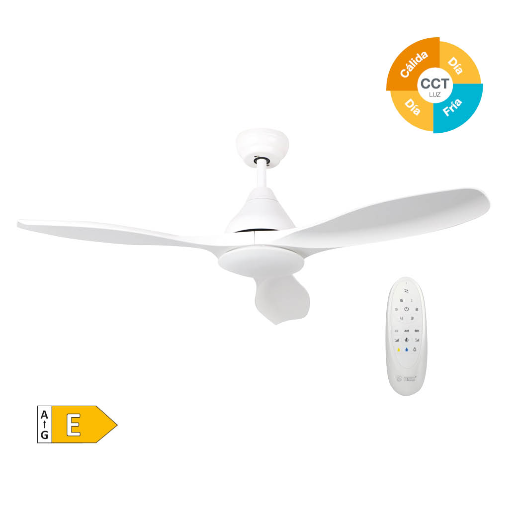 Luma 46' DC ceiling fan with remote control CCT 3 blades dimmeable White