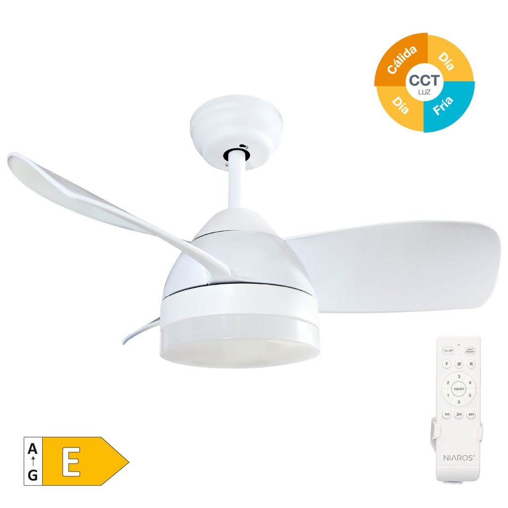 Ventilateur de plafond avec commande 28' moteur DC CCT 3 pales Blanc