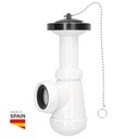 Siphon bouteille court extensible sortie Ø40 mm réducteur Ø32 mm valve lavabo-bidet